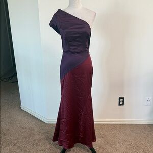 Elegant One-Shoulder Dress in Purple and Red